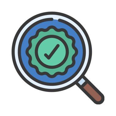 Büyüteç, Kalite Kontrol simgesi vektör illüstrasyonu