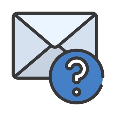 Soru E- posta simgesi, vektör illüstrasyonu