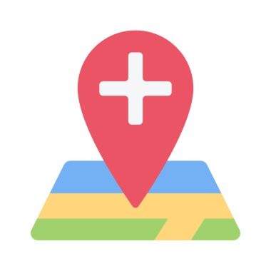 Hastane konumu ikon vektör illüstrasyon arka planı 