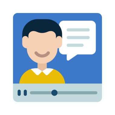 Video Eğitmeni düz simgesi, vektör illüstrasyonu 