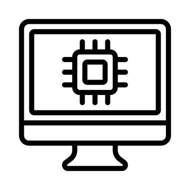 bilgisayar çipi simgesi, vektör illüstrasyonu 