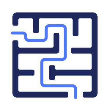 Labirent simgesi vektör çizimi. Çözülmüş Labirent 