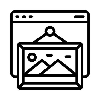 Çevrimiçi Sanat Galerisi düz simgesi, vektör illüstrasyonu 