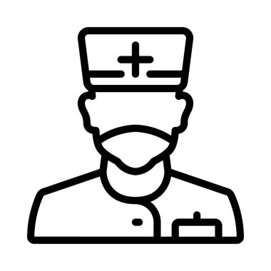 Hemşire düz simgesi, vektör çizim 