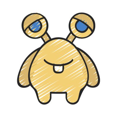 Beyaz arkaplanda canavar simgesi vektör çizimi 