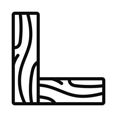 Vektör illüstrasyonu, Tahta Sağ Açı Simgesi Katıl 