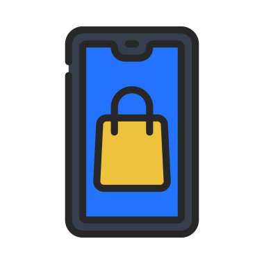 Mobil Alışveriş Ağı simgesi vektör çizimi