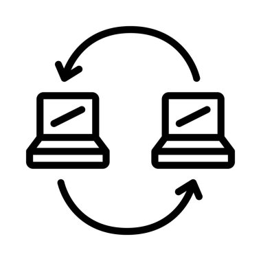 Laptop Geçiş simgesi, vektör illüstrasyonu 