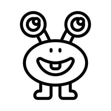 Beyaz arkaplanda canavar simgesi vektör çizimi 