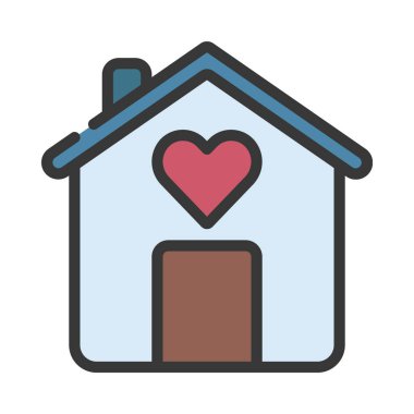 Love Home simgesi, vektör illüstrasyonu   
