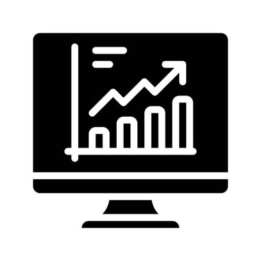  Bilgisayar monitörü web simgesi vektör illüstrasyonunda çubuk çizelgesi 