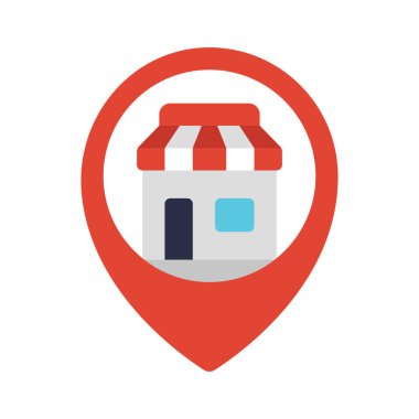 Basit Dükkan konum simgesi, vektör illüstrasyonu