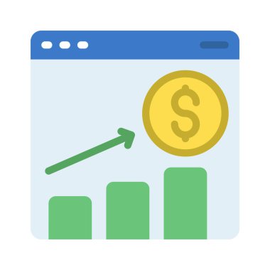 business graph Online Gelir simgesi, konsept illüstrasyon 