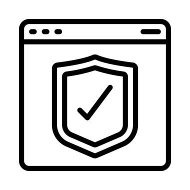 Web Sitesi Koruma simgesi, vektör illüstrasyonu