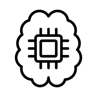 İşlemci Çipi web simgesine sahip beyin, vektör illüstrasyonu