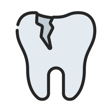 Diş hekimliği, kırık diş simgesi, vektör illüstrasyonu