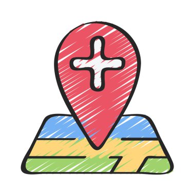 Hastane konumu ikon vektör illüstrasyon arka planı 