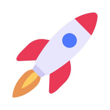 Uzay roketi fırlatma simgesi, vektör illüstrasyonu  