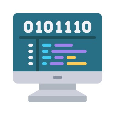 Bilgisayar Kodu simgesi, vektör illüstrasyonu 