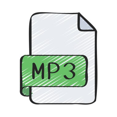 mp3 dosya simgesi, vektör illüstrasyonu