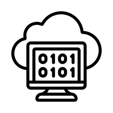 Bulut Bilgisayar İkili Simgesi, Vektör İllüstrasyonu