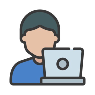 Dijital Freelancer web simgesi düz tasarım, vektör illüstrasyonu