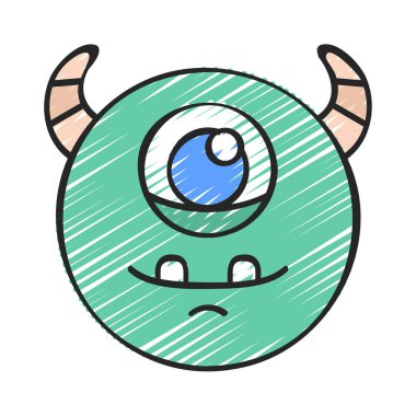 Beyaz arkaplanda Çember canavarı çizimi  