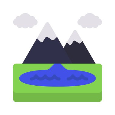 Göl Sahnesi simgesi, vektör illüstrasyonu basit tasarım