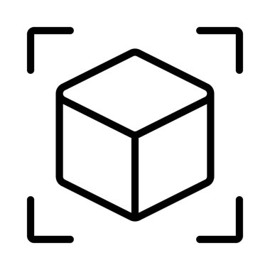 D Küp simgesini tara, vektör illüstrasyonu basit tasarım