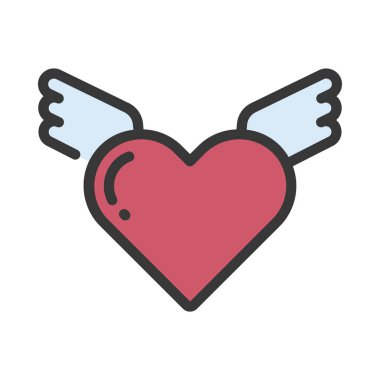 beyaz arkaplanda kanatları olan kalp