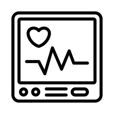 Kalp monitörü ikon ana hat vektörü. Online sağlık. kalp monitörü