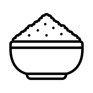 Bir kase pirinç ikonu, taslak biçim ikonu, vektör illüstrasyonu basit tasarım