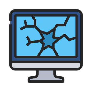 Çatlak Bilgisayar Ekran simgesi, vektör illüstrasyonu 