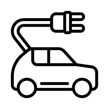 Beyaz arkaplanda Elektrikli Otomobil Eklentisi Kenarı simgesi