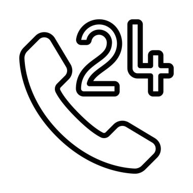 24 Saat Telefon Servisi ikon vektör çizimi 