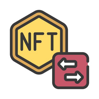 NFT Ticaret simgesi, vektör illüstrasyonu basit tasarım