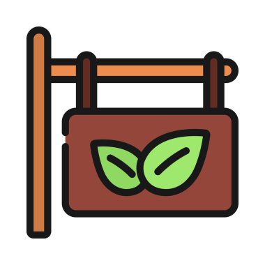 Vejetaryen Dükkan İşareti simgesi, vektör illüstrasyonu