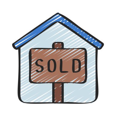 Ev simgesi, vektör illüstrasyonu sat   