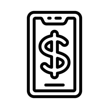 Money Mobile web simgesi düz tasarım, vektör illüstrasyonu                                       