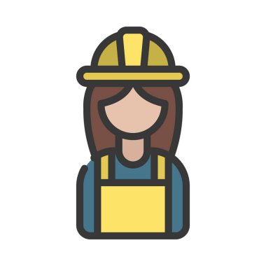Builder Woman simge vektör çizimi tasarımı