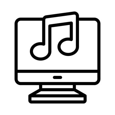 Bilgisayar Müzik simgesi, vektör illüstrasyonu 