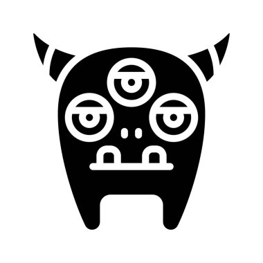 Beyaz arkaplanda canavar simgesi vektör çizimi 