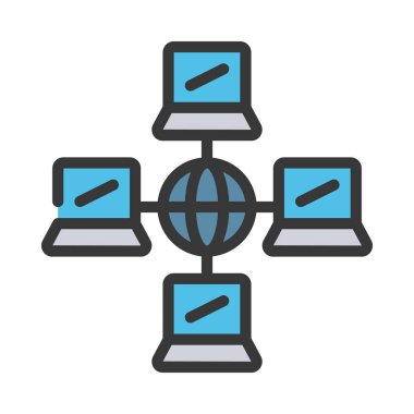 Beyaz arkaplanda dizüstü bilgisayar Ağı simgesi