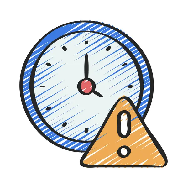 Reloj Icono Advertencia Vector Ilustración — Vector de stock