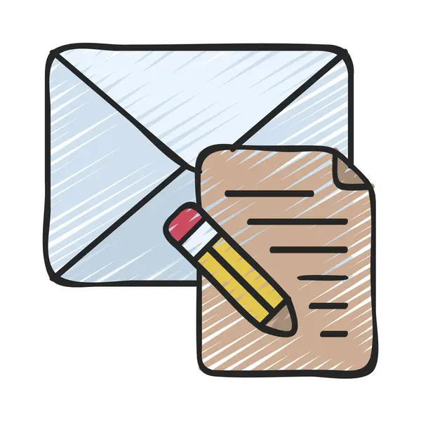Email Bozza Icona Isolata Sfondo Bianco — Vettoriale Stock