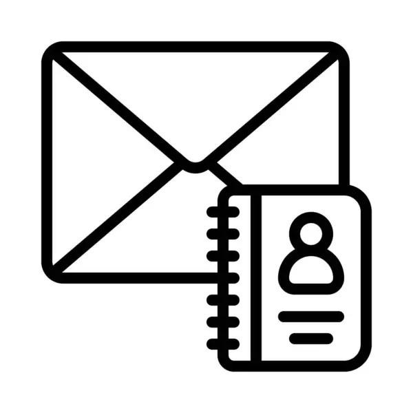 Mail Mit Kontakten Isoliertes Symbol Auf Weißem Hintergrund — Stockvektor