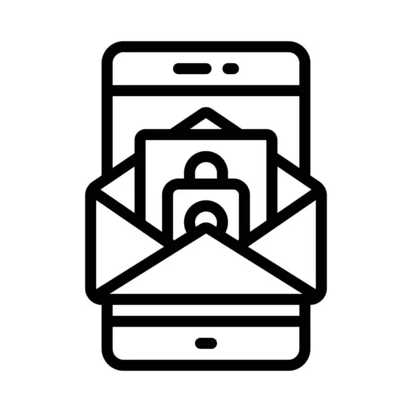 Sicuro Mail Mobile Icona Isolata Sfondo Bianco — Vettoriale Stock