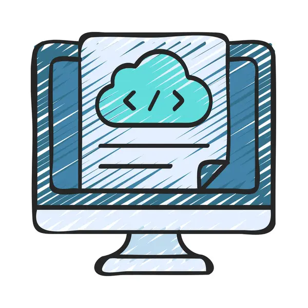 Bilgisayar Bulutu Dosya Simgesi, Vektör İllüstrasyonu