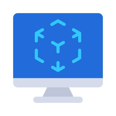 3B Küp Bilgisayar simgesi, vektör illüstrasyonu 