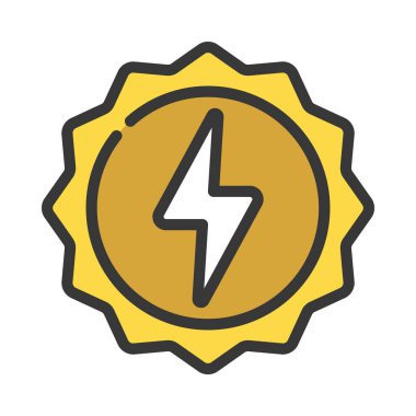  Güneş enerjisi simgesi basit düz resimleme